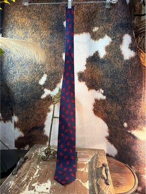Alynn Neckwear Navy Blue Tie with Red Ant Pattern